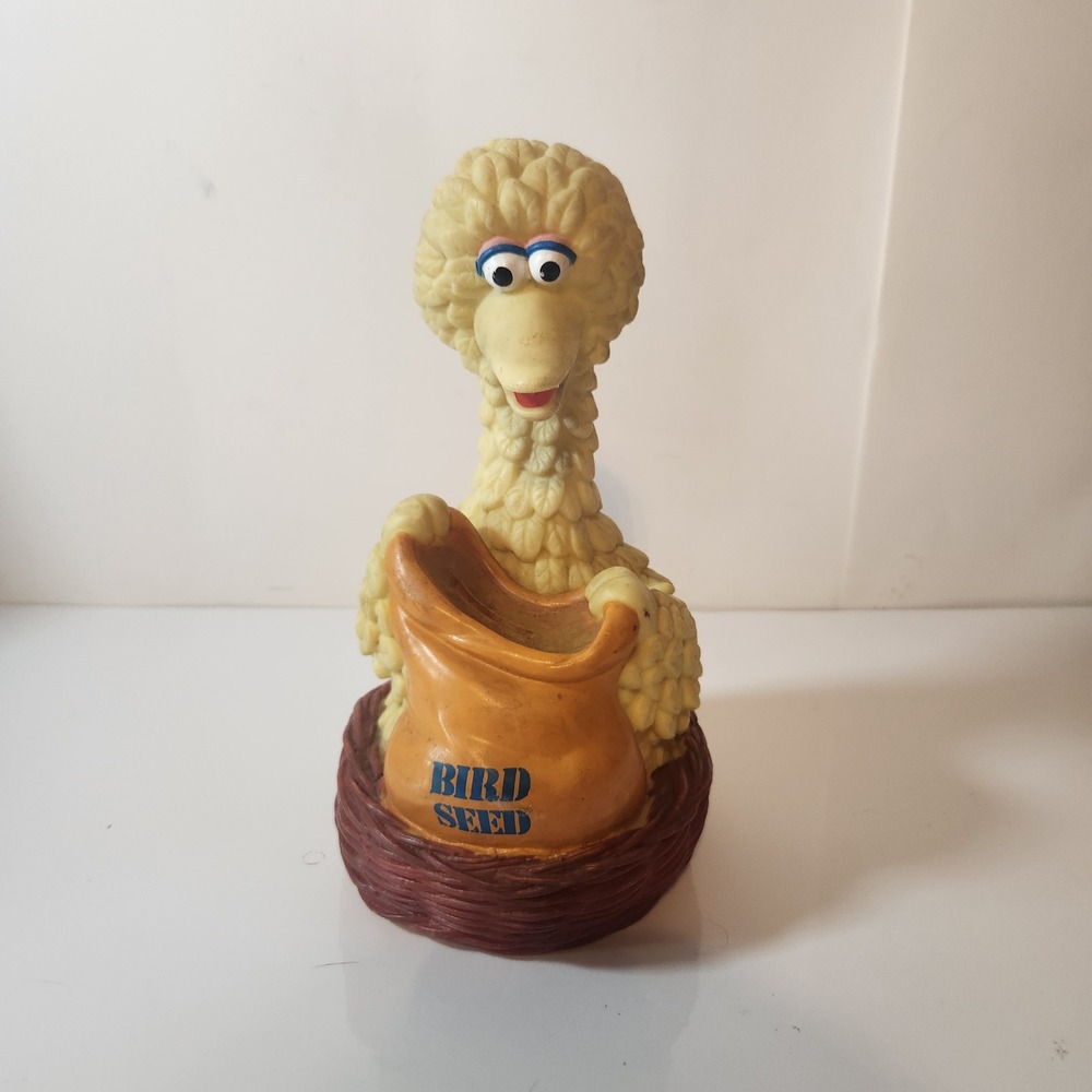 Vintage Sesame Street Big Bird Coin Bank Muppets Inc Bird Seed Nest Yellow 10"